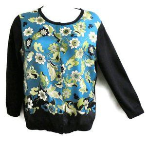 Ann Taylor Sweater Knit Silk Floral Front Panel S
